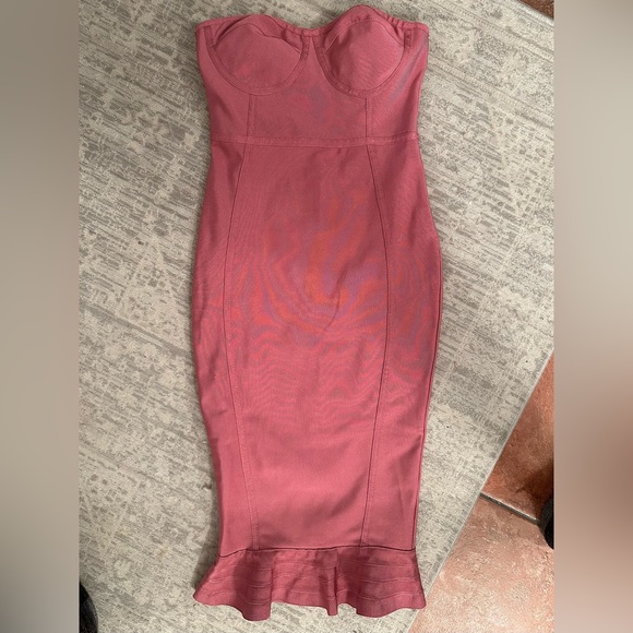 Rose Bandage Frill Hem Midi Dress - Picture 4 of 5